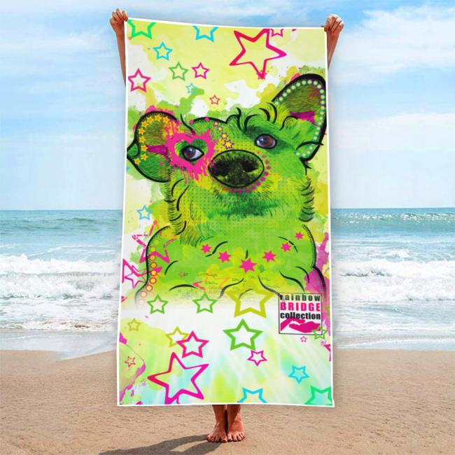 Preview: Badehandtuch Luna – Popart-Hundemotiv, 75x165 cm, 100 % Polyester, weich & schnelltrocknend